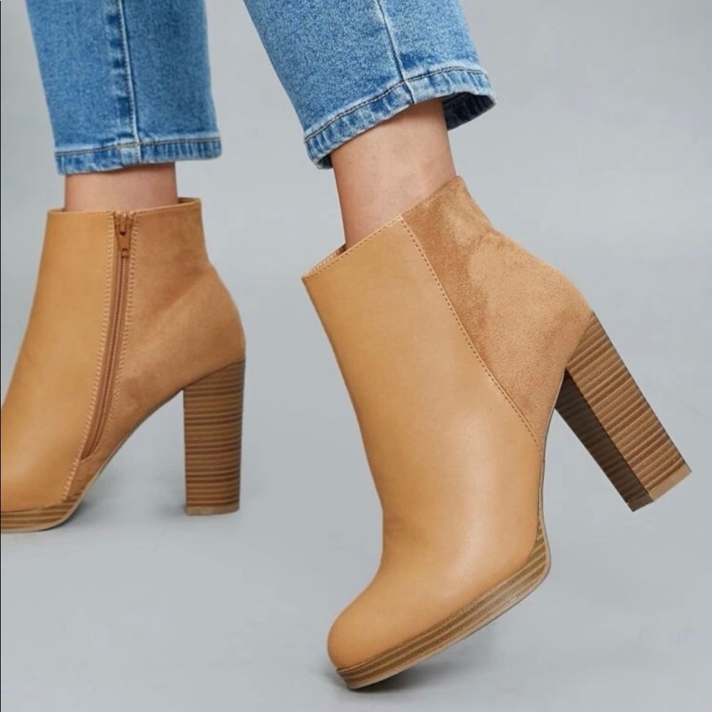 Shein Tan Heeled Booties